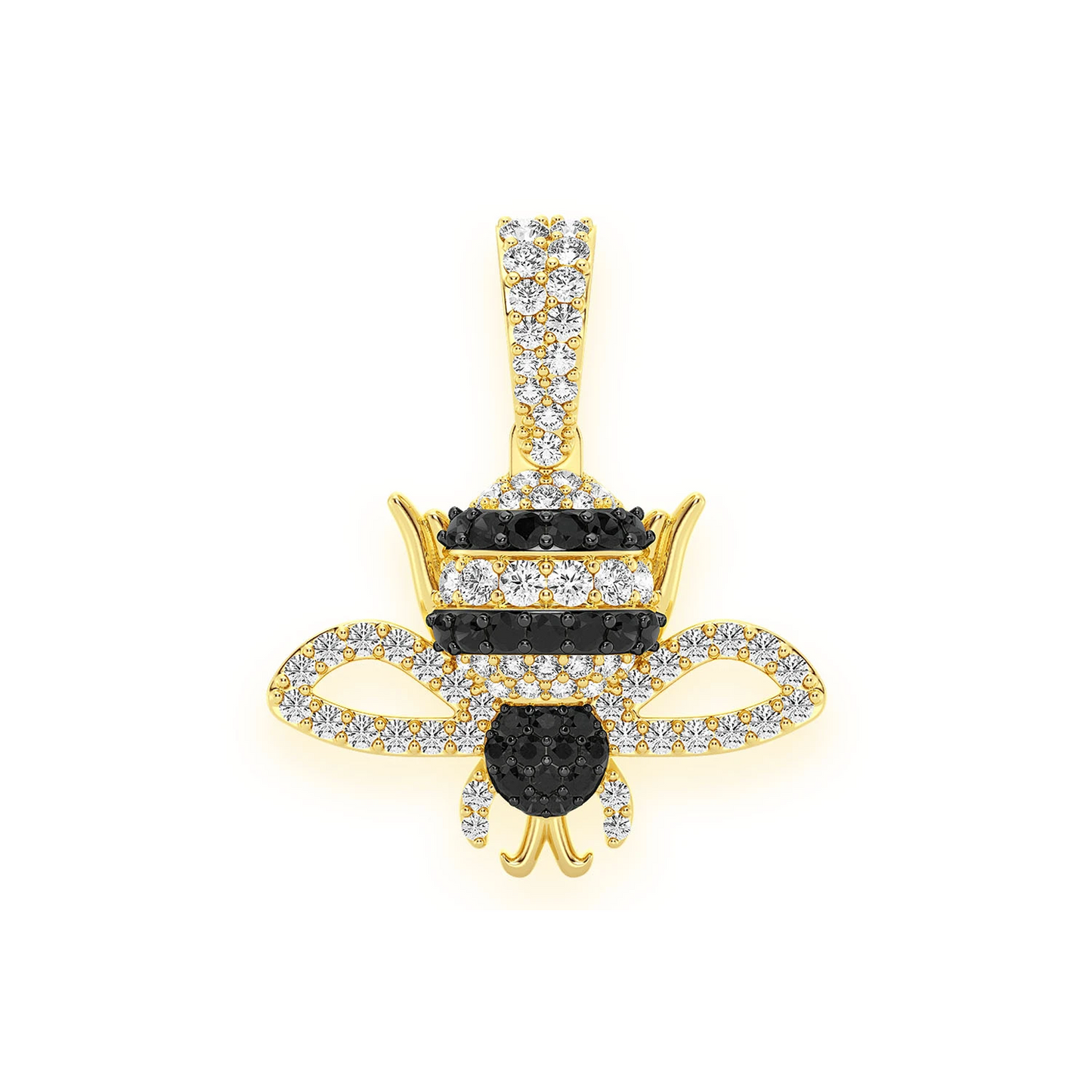 Bumble Bee Diamond Pendant in 14K yellow gold, front view