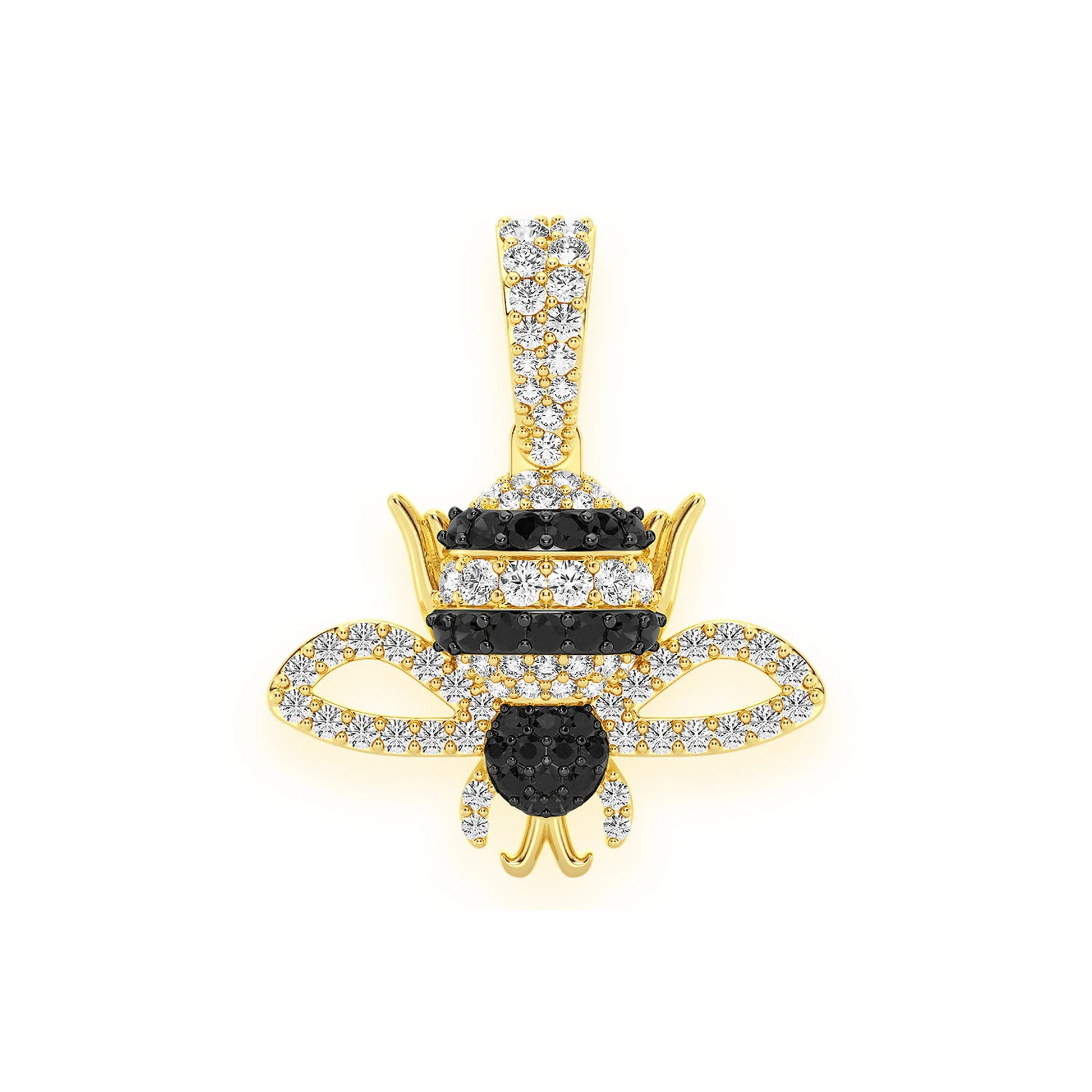 Bumble Bee Diamond Pendant in 14K yellow gold, front view