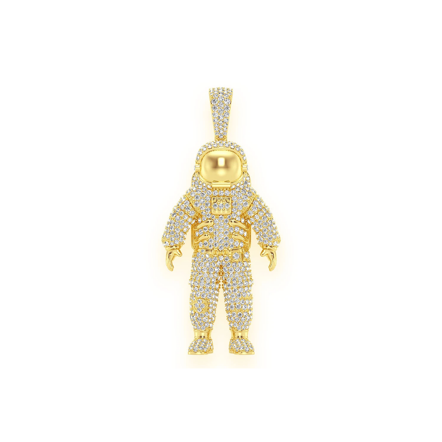 Astronaut Diamond Pendant in 14K yellow gold, Statement | 4.25ctw, front view