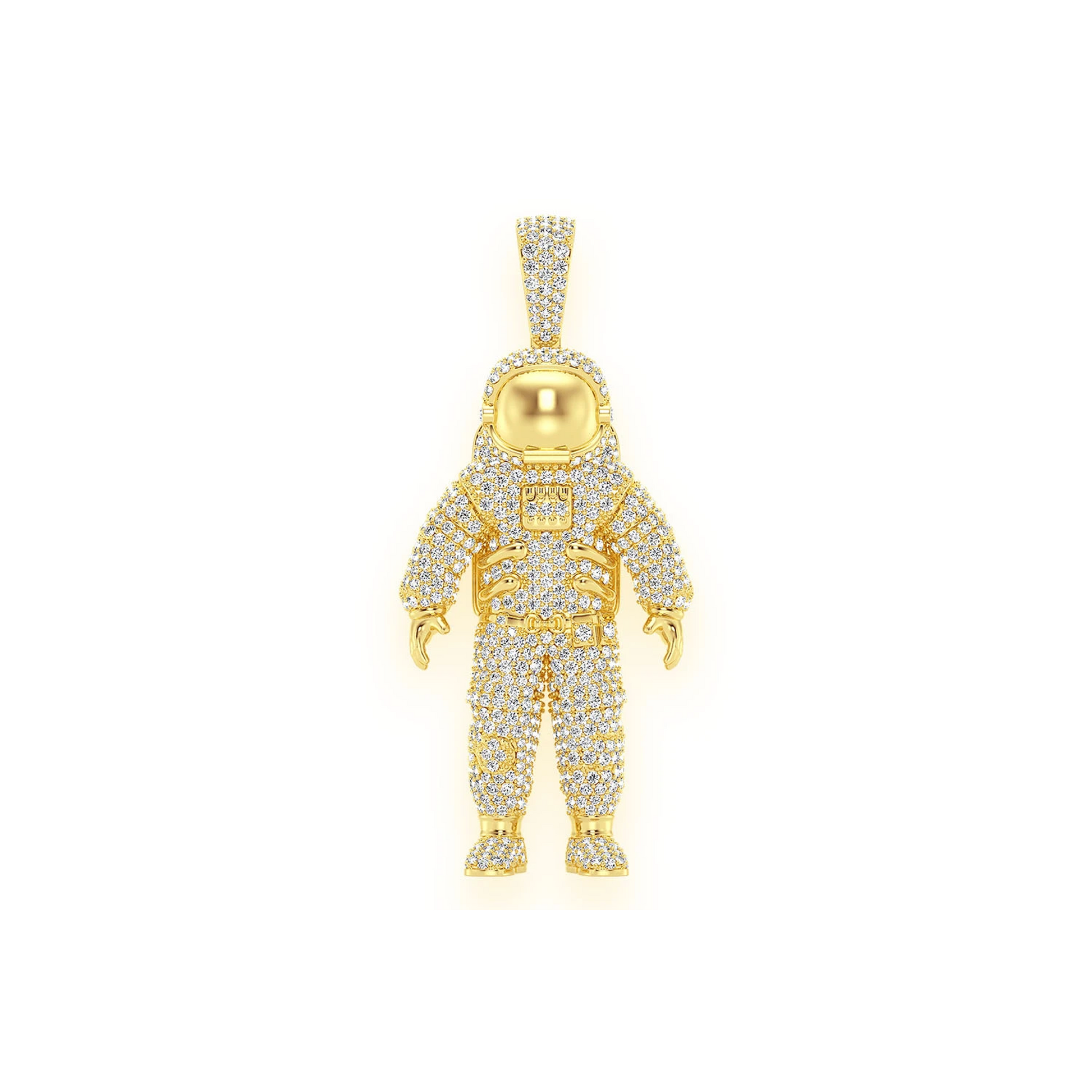 Astronaut Diamond Pendant in 14K yellow gold, Statement | 4.25ctw, front view