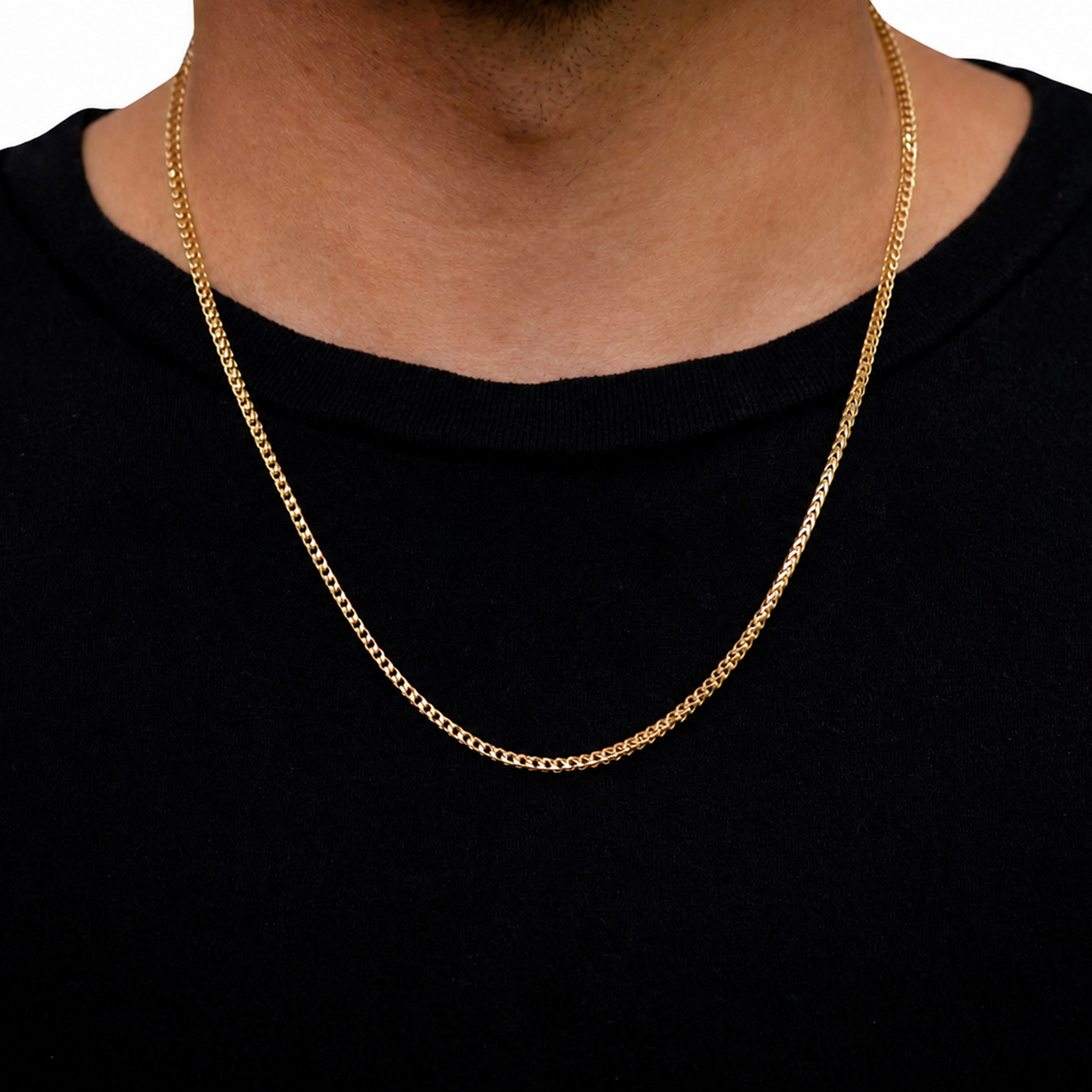 Franco Gold Chain in 14K yellow gold, 2mm width, alternate view