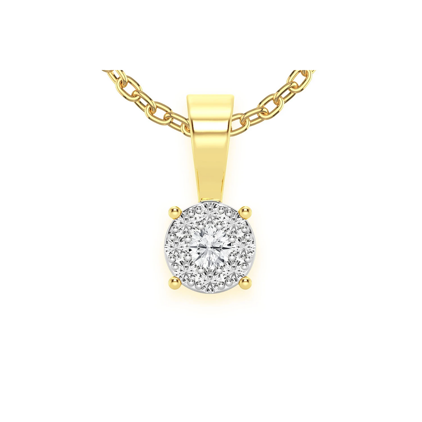 Mosaic Diamond Pendant in 14K yellow gold, Entry | 0.15ctw, front view