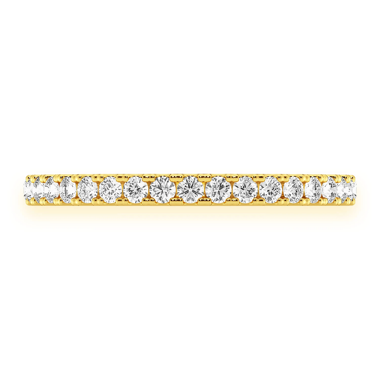 Slim Single Row Band Ring in 14K yellow gold, front view