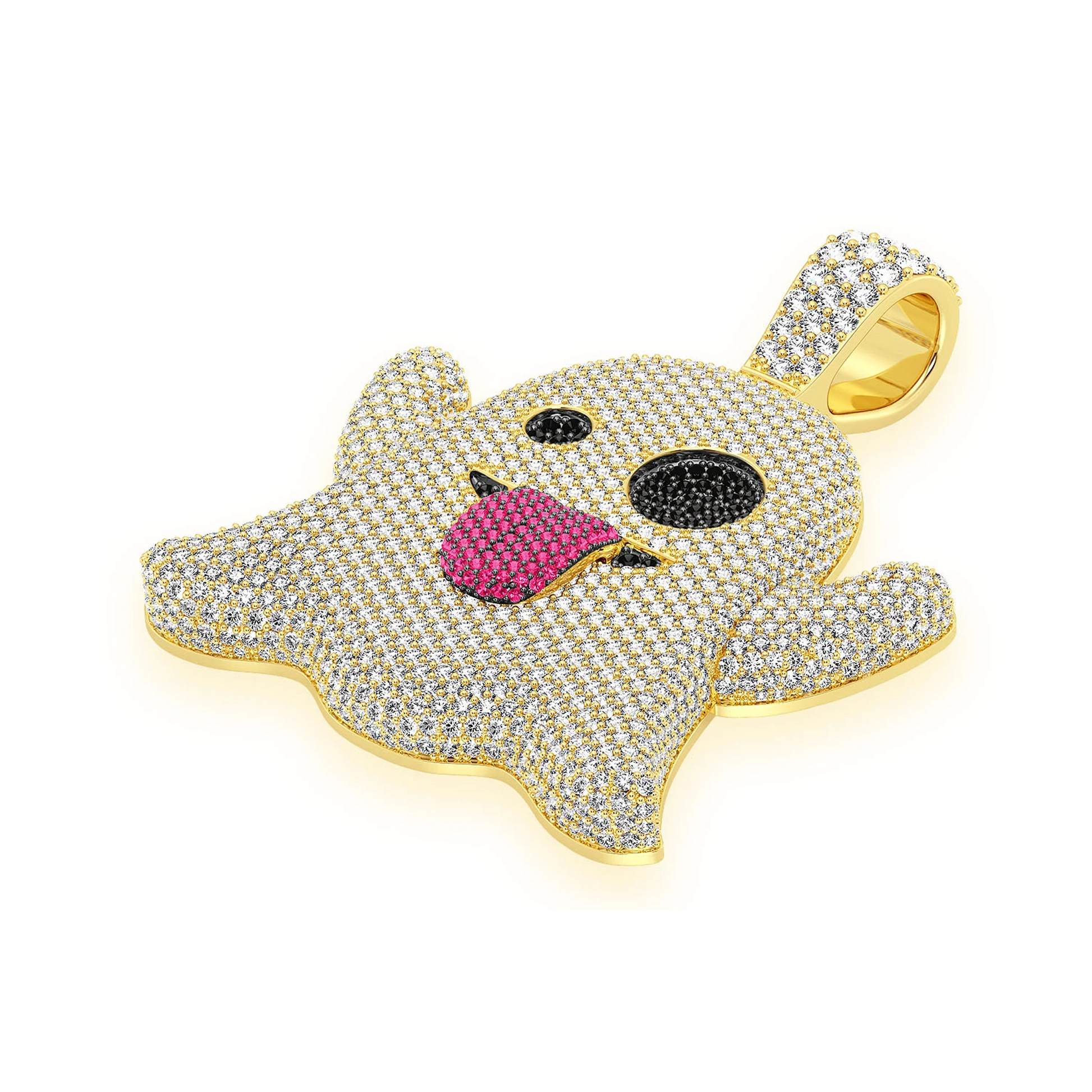 Ghost Ruby & Diamond Pendant in 14K yellow gold, 8.35ctw, angled view