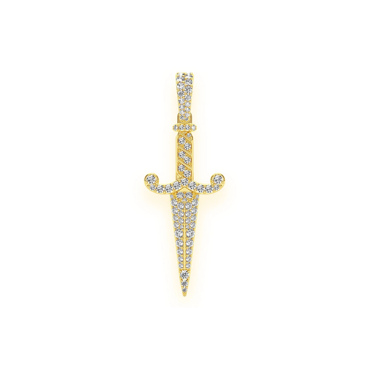 Dagger Pendant in 14K yellow gold, Statement | 1.50ctw, front view