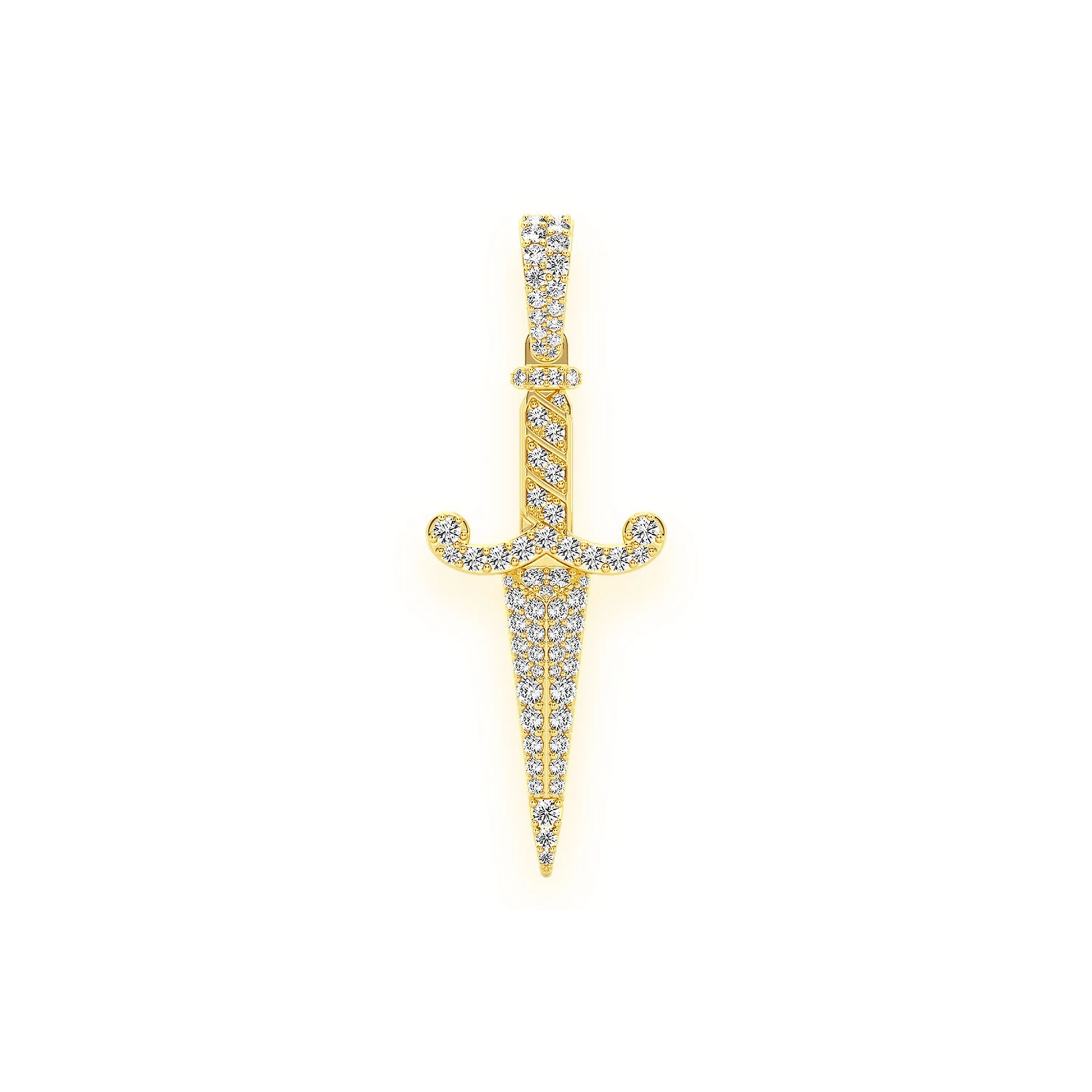 Dagger Pendant in 14K yellow gold, Statement | 1.50ctw, front view