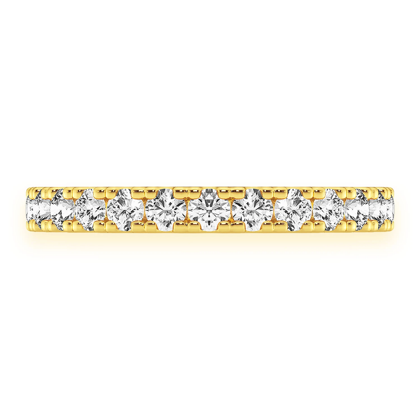 Signature Single Row Band Ring in 14K yellow gold, angled view