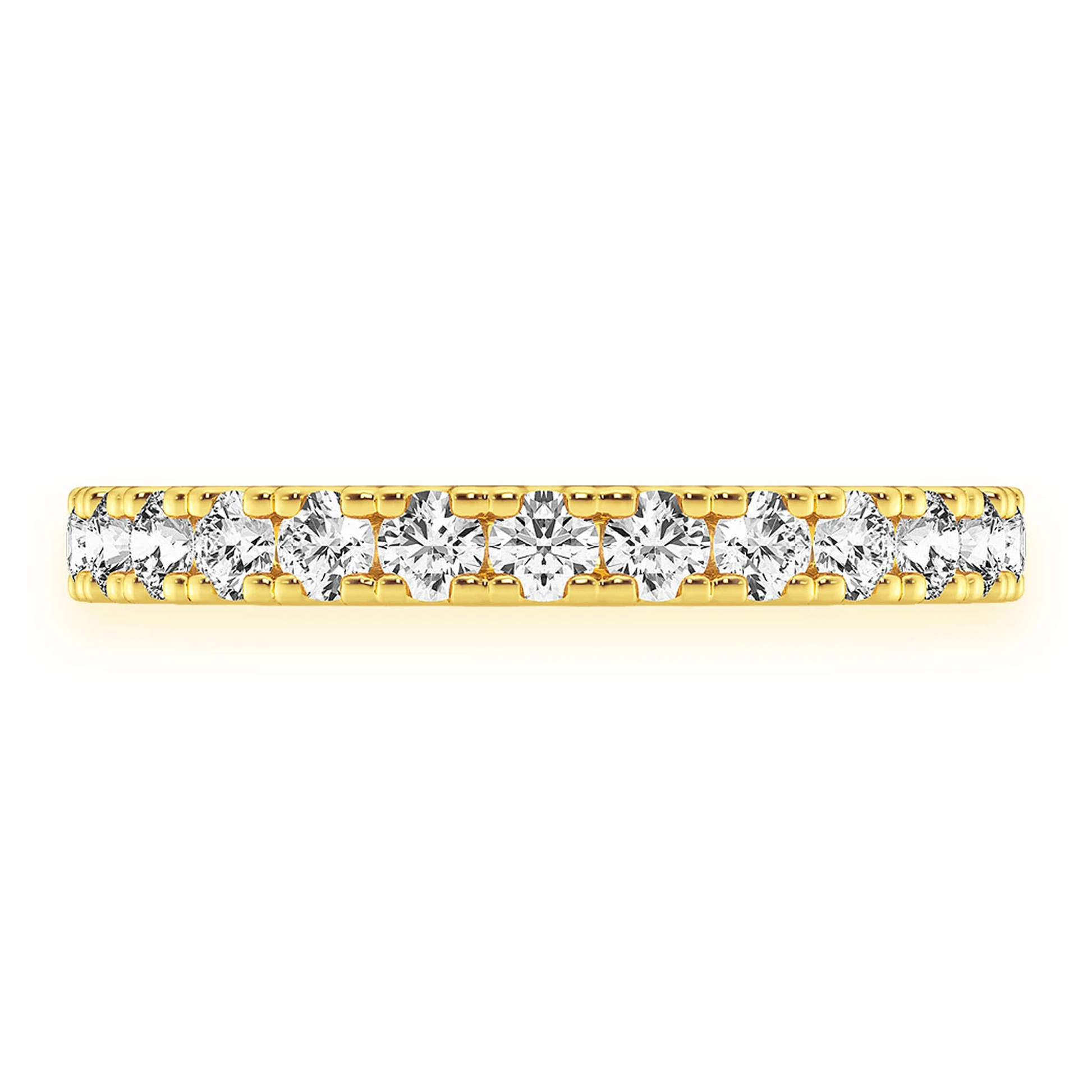 Signature Single Row Band Ring in 14K yellow gold, angled view