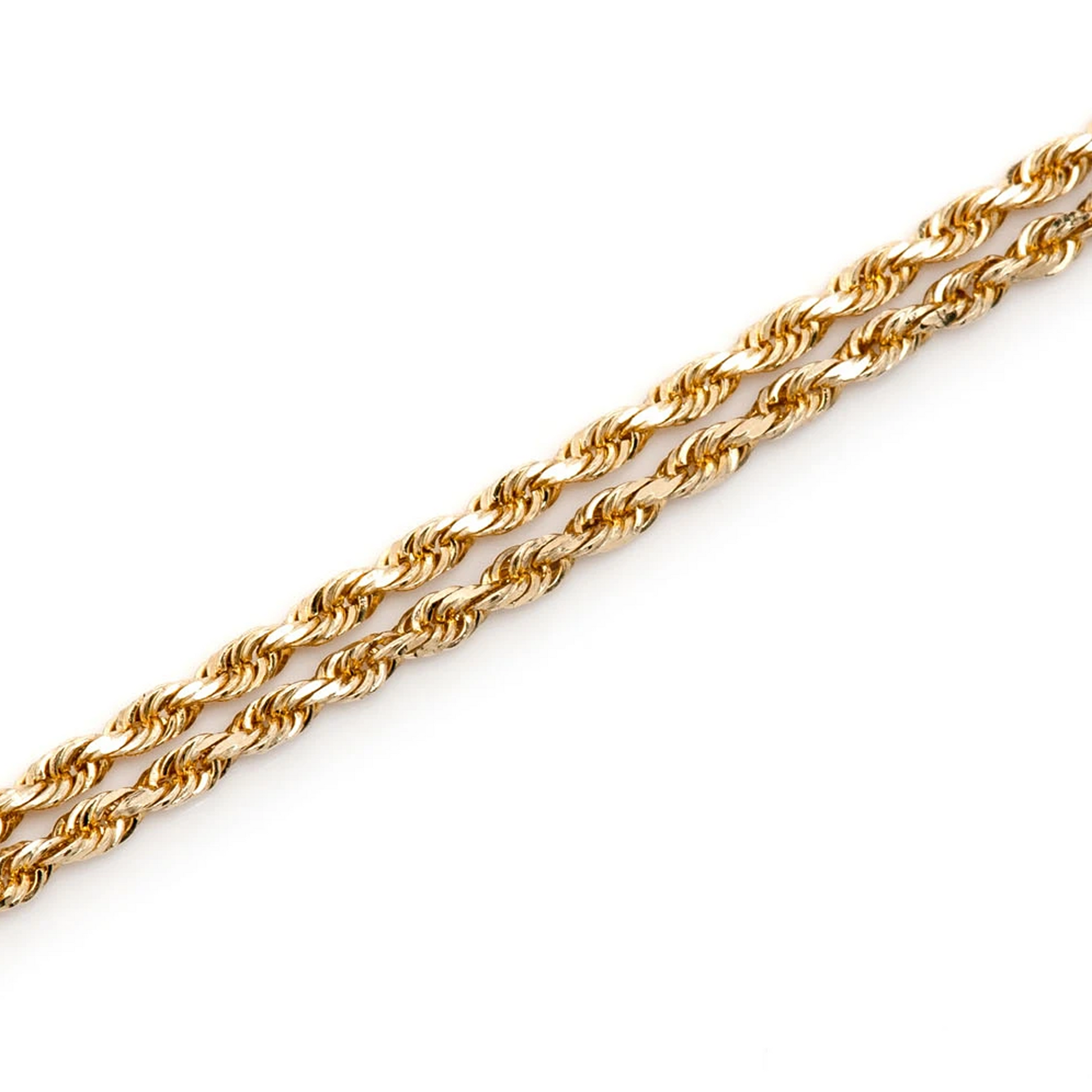 Rope Gold Chain in 14K yellow gold, 1.5mm width, detail view