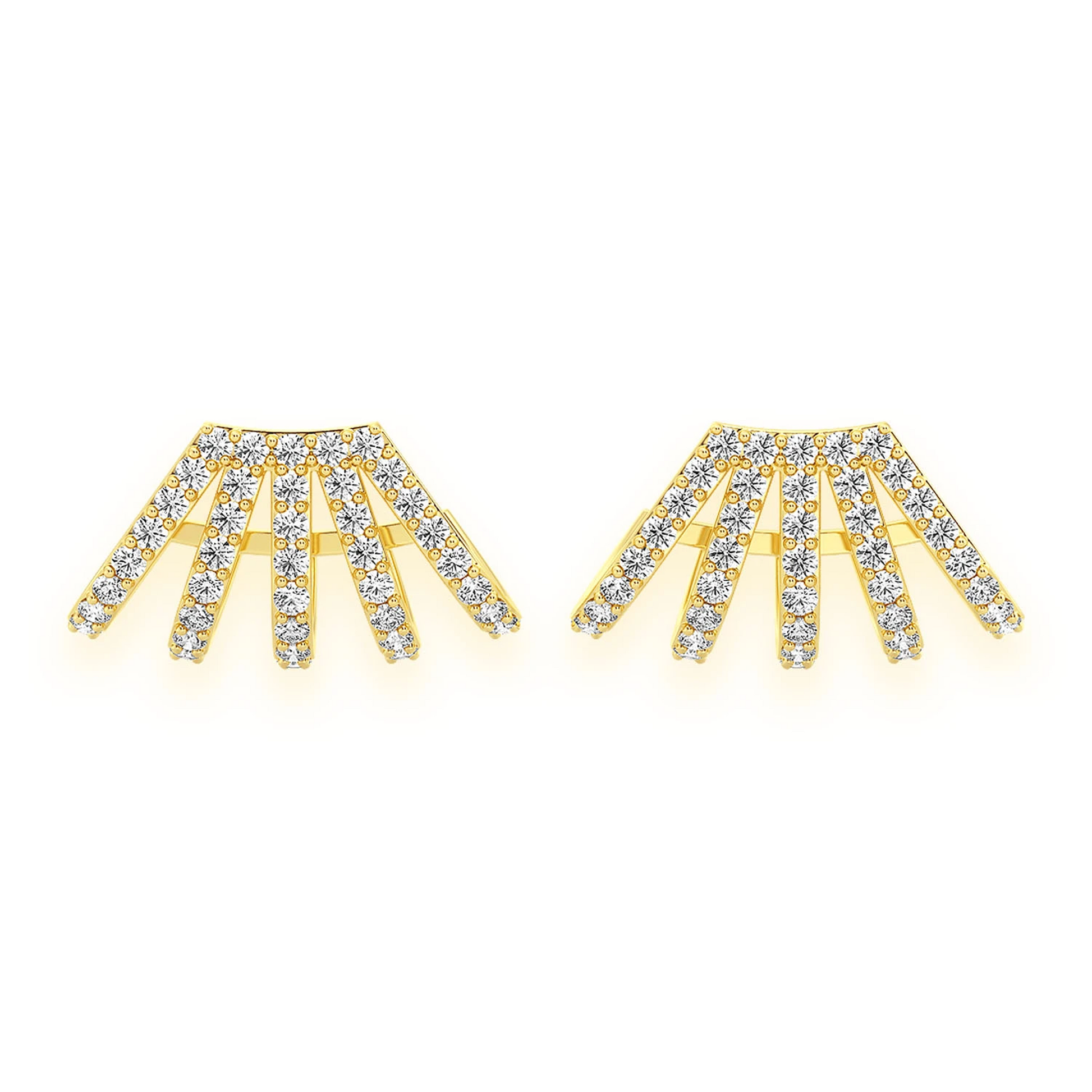 Five Row Diamond Ear Cuffs in 14K yellow gold, front view