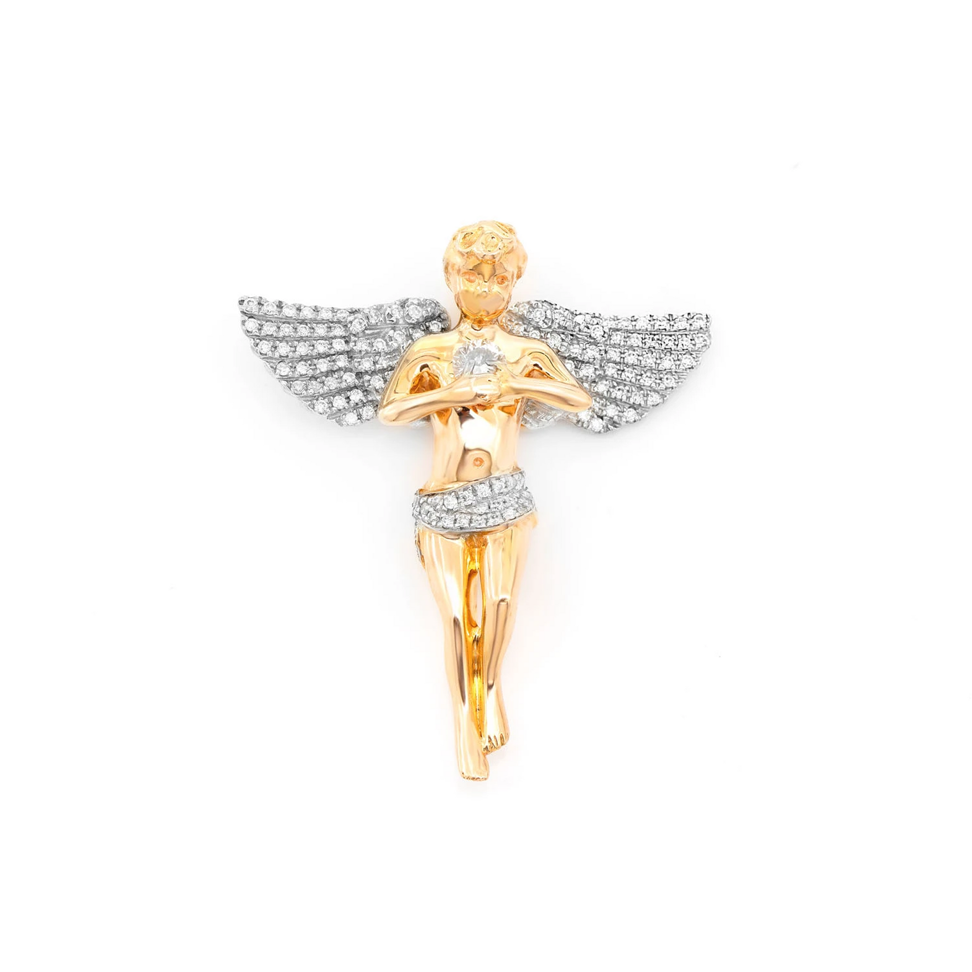 Angel Diamond Pendant in 14K yellow gold, front view