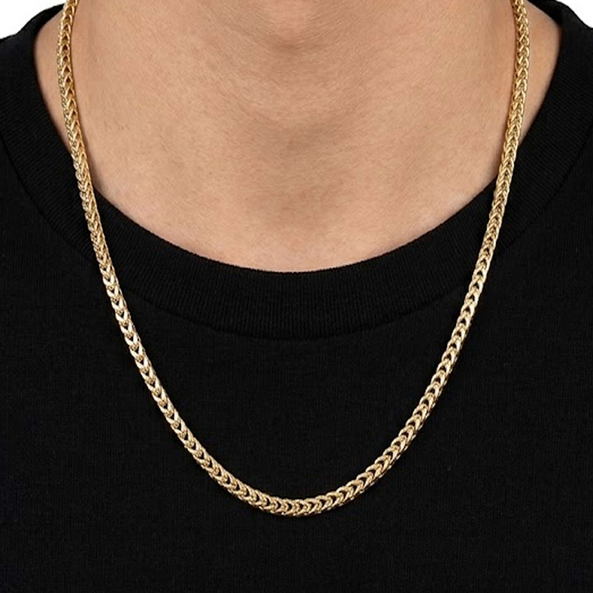 Franco Gold Chain in 14K yellow gold, 4mm width, alternate view