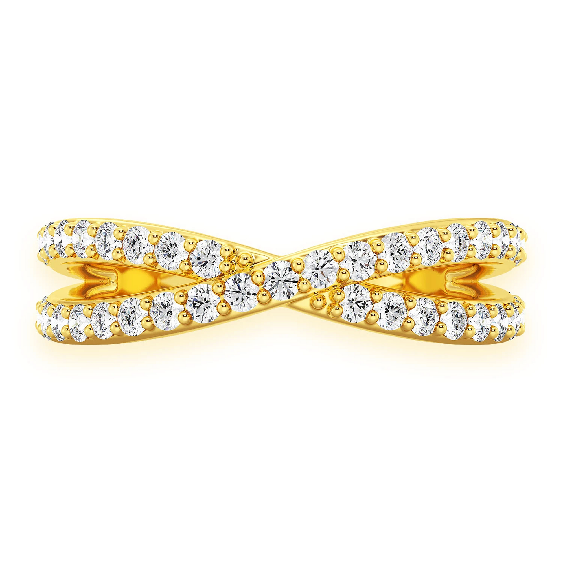Infinity Crossover Diamond Band Ring in 14K yellow gold, front view