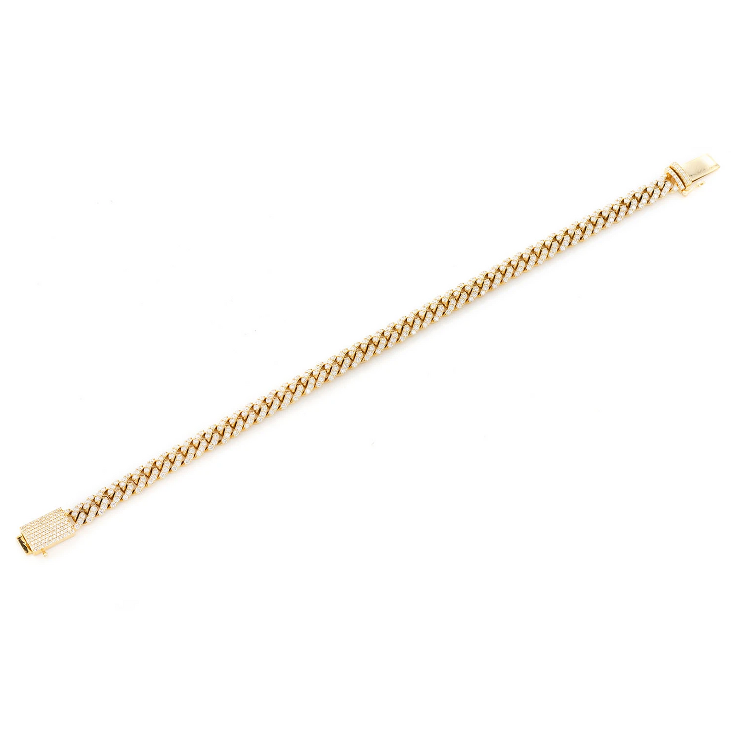 Miami Cuban Diamond Bracelet in 14K yellow gold, 4mm /1.50ctw width, alternate view