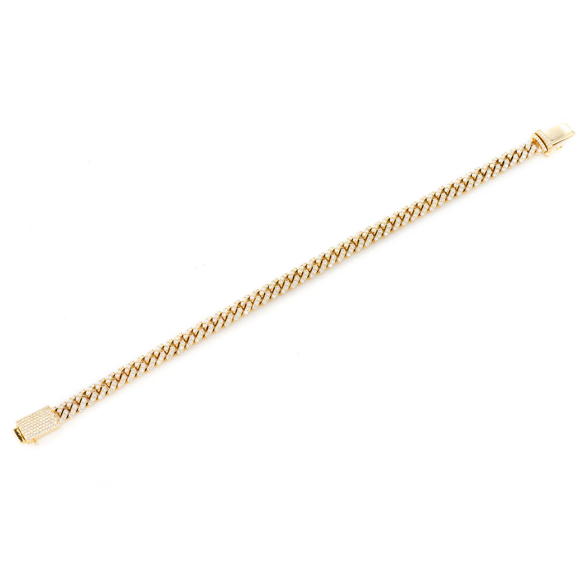 Miami Cuban Diamond Bracelet in 14K yellow gold, 4mm /1.50ctw width, alternate view