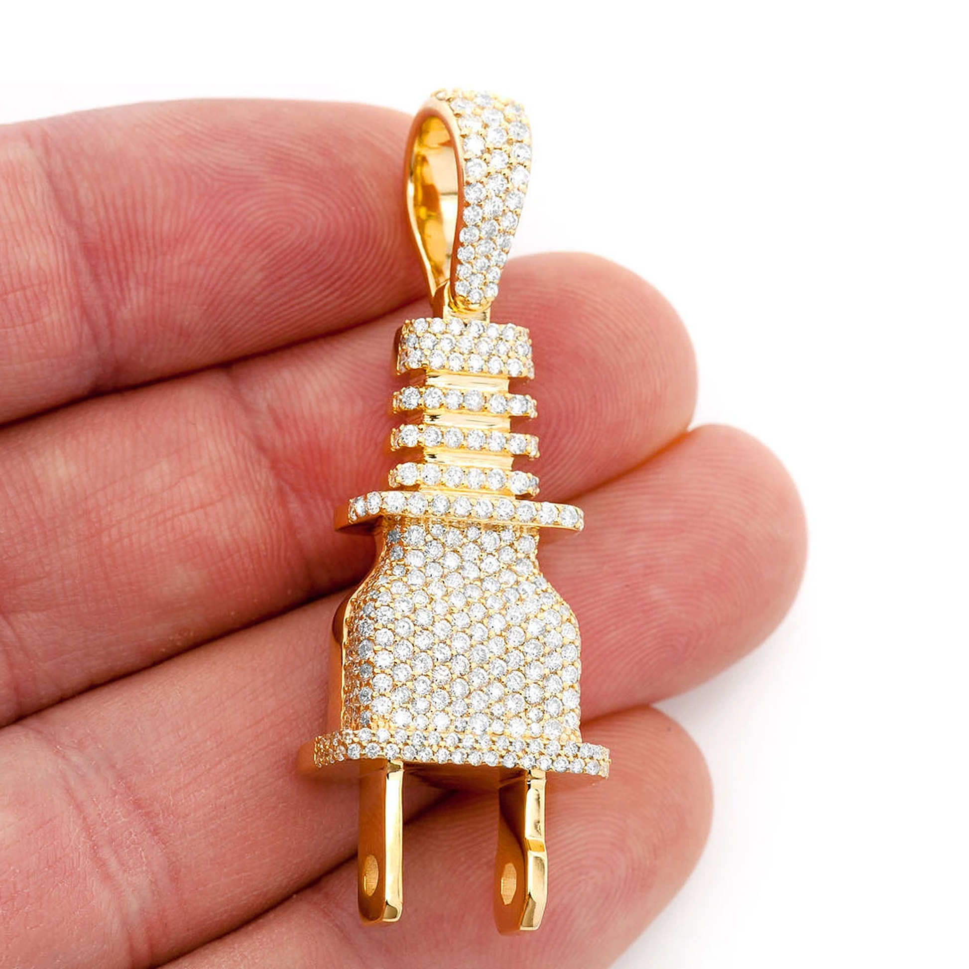 Plug Diamond Pendant in 14K yellow gold, Statement | 2.15ctw, angled view