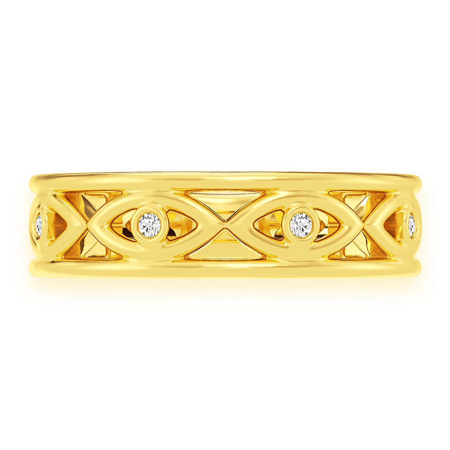 Gold Evil Eye Ring in 14K yellow gold, front view