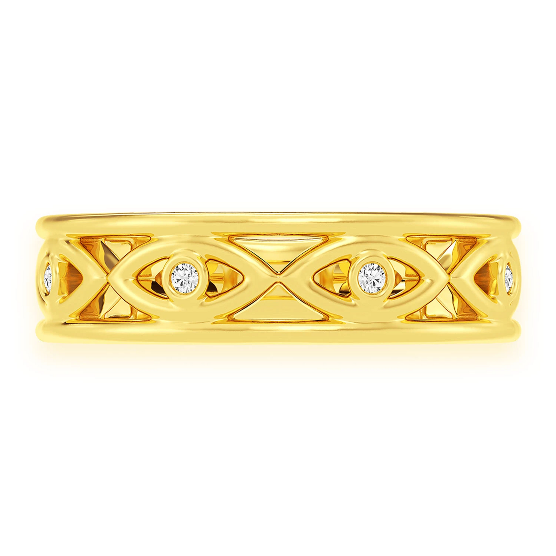 Gold Evil Eye Ring in 14K yellow gold, front view