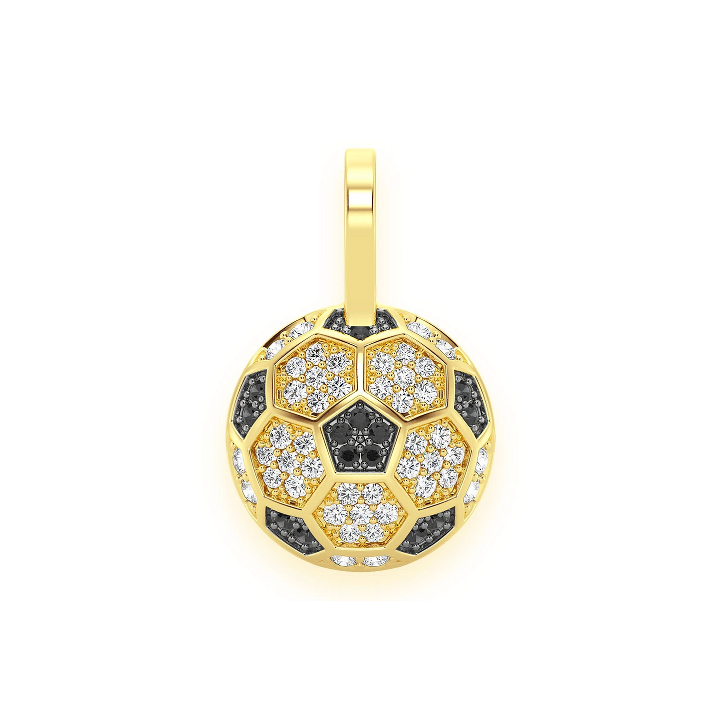 Soccer Ball Diamond Pendant in 14K yellow gold, front view