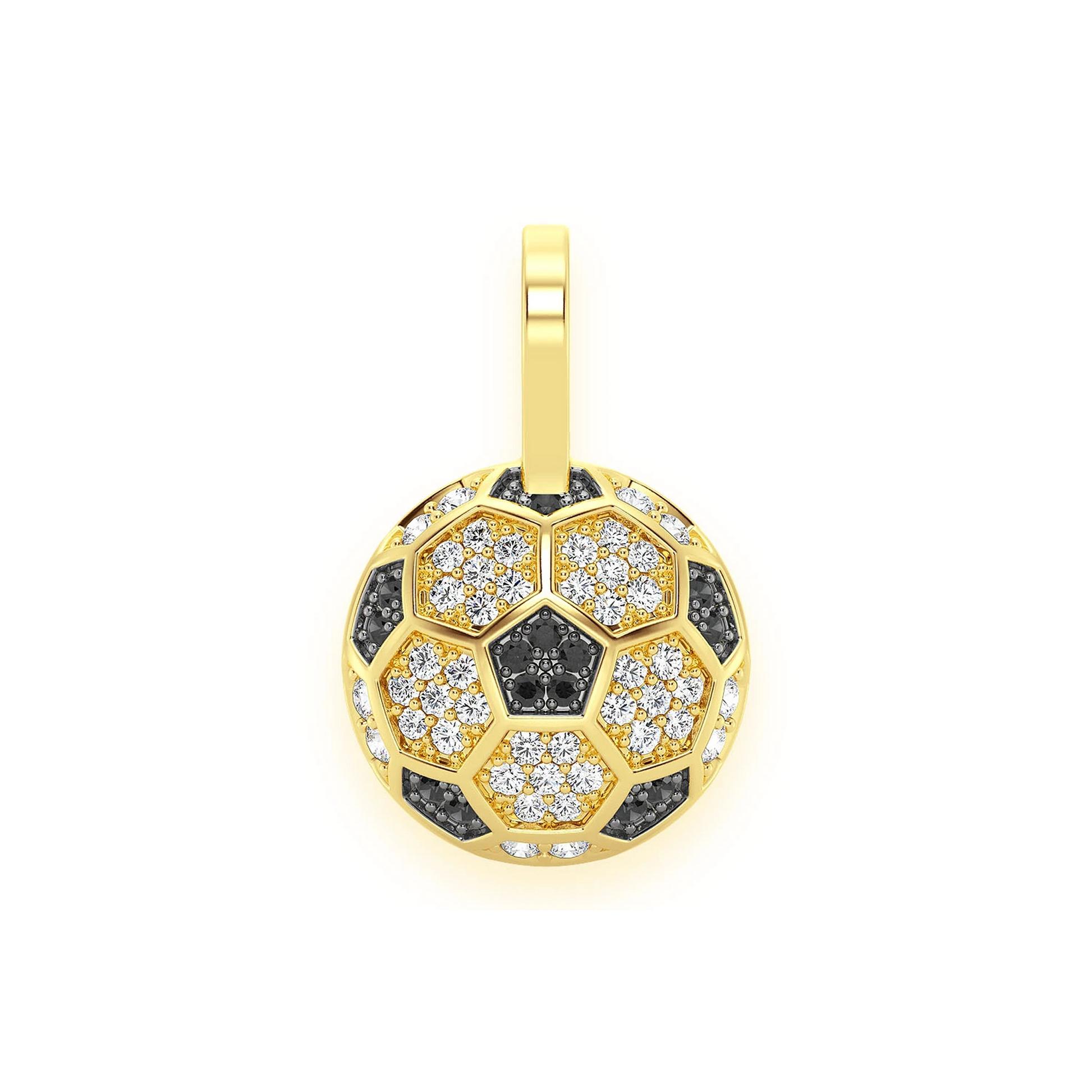 Soccer Ball Diamond Pendant in 14K yellow gold, front view