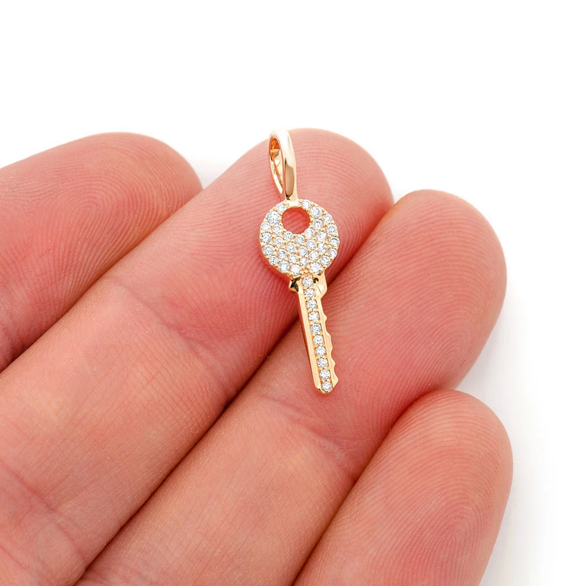 Key Diamond Pendant in 14K yellow gold, angled view