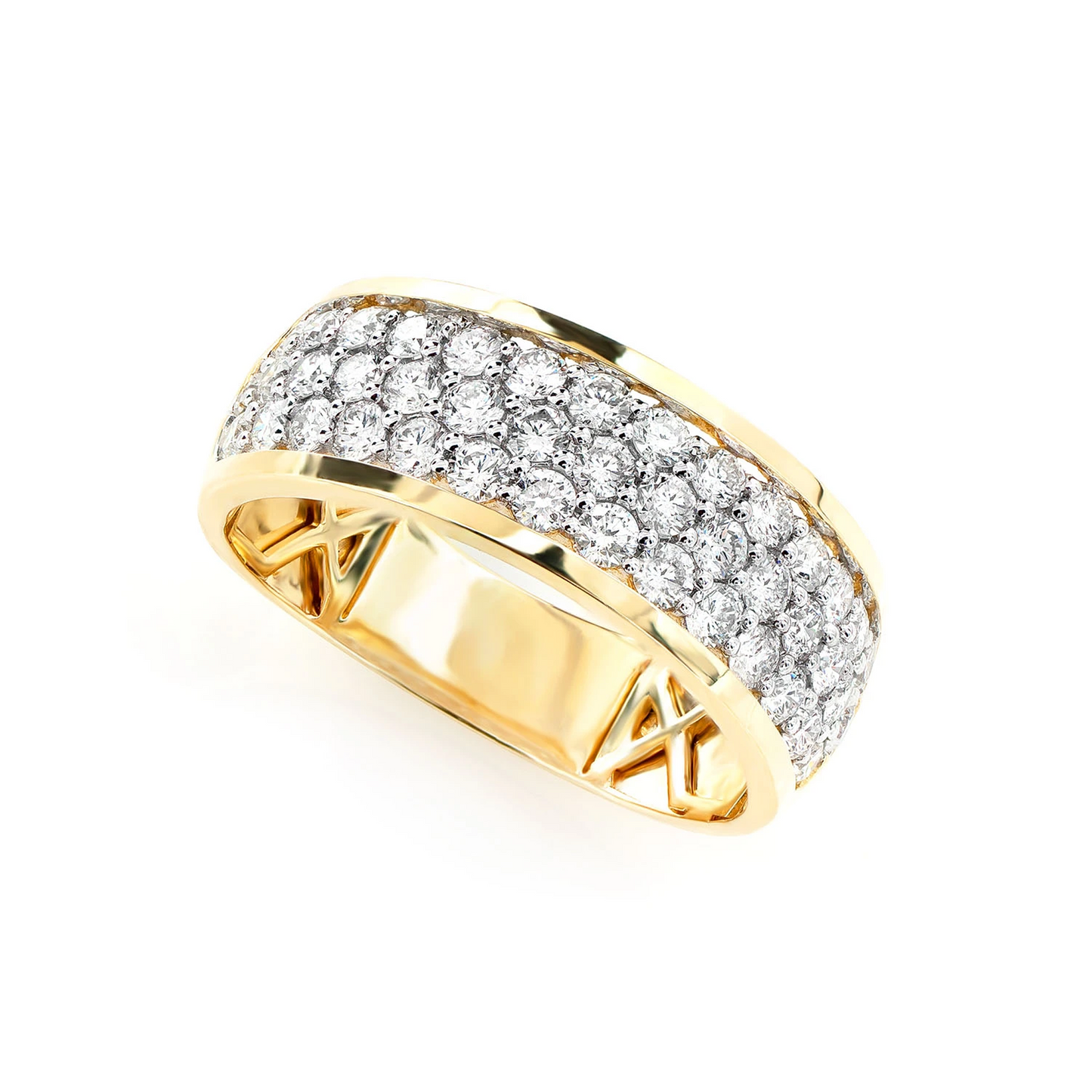 Three Row Diamond Band Ring