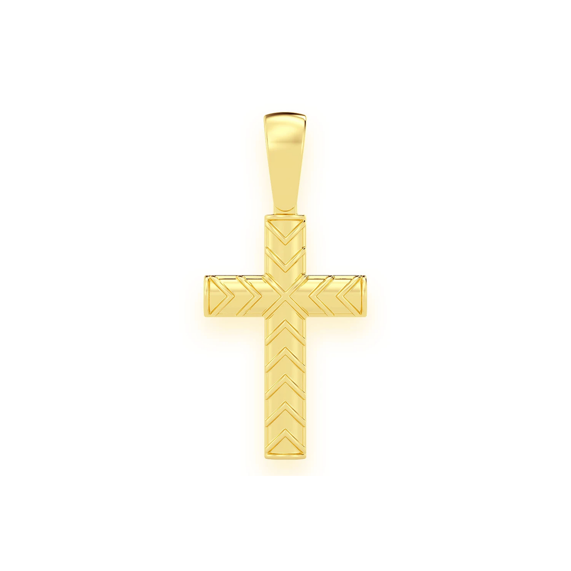 X Design Cross Pendant in 14K yellow gold, Pure | Solid Gold, front view