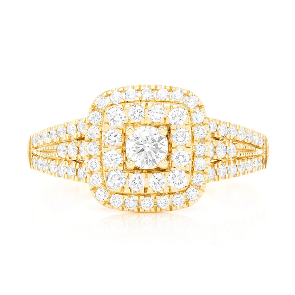 Classic Two Tier Cushion Halo Diamond Ring