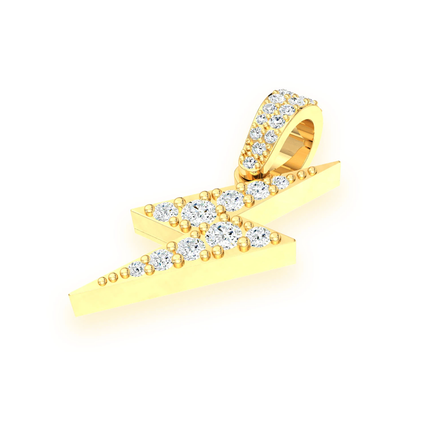 Lightning Bolt Diamond Pendant in 14K yellow gold, Statement | 0.50ctw, detail view
