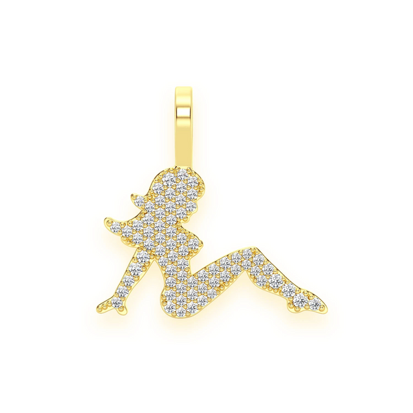 Girl Silhouette Diamond Pendant