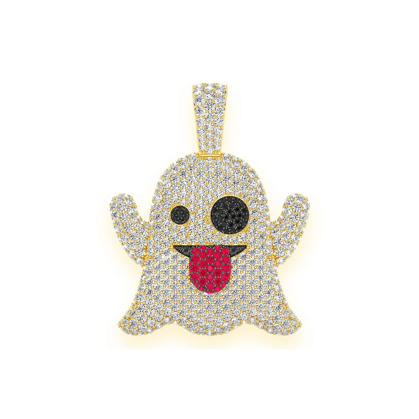 Ghost Ruby & Diamond Pendant in 14K yellow gold, 5.25ctw, front view