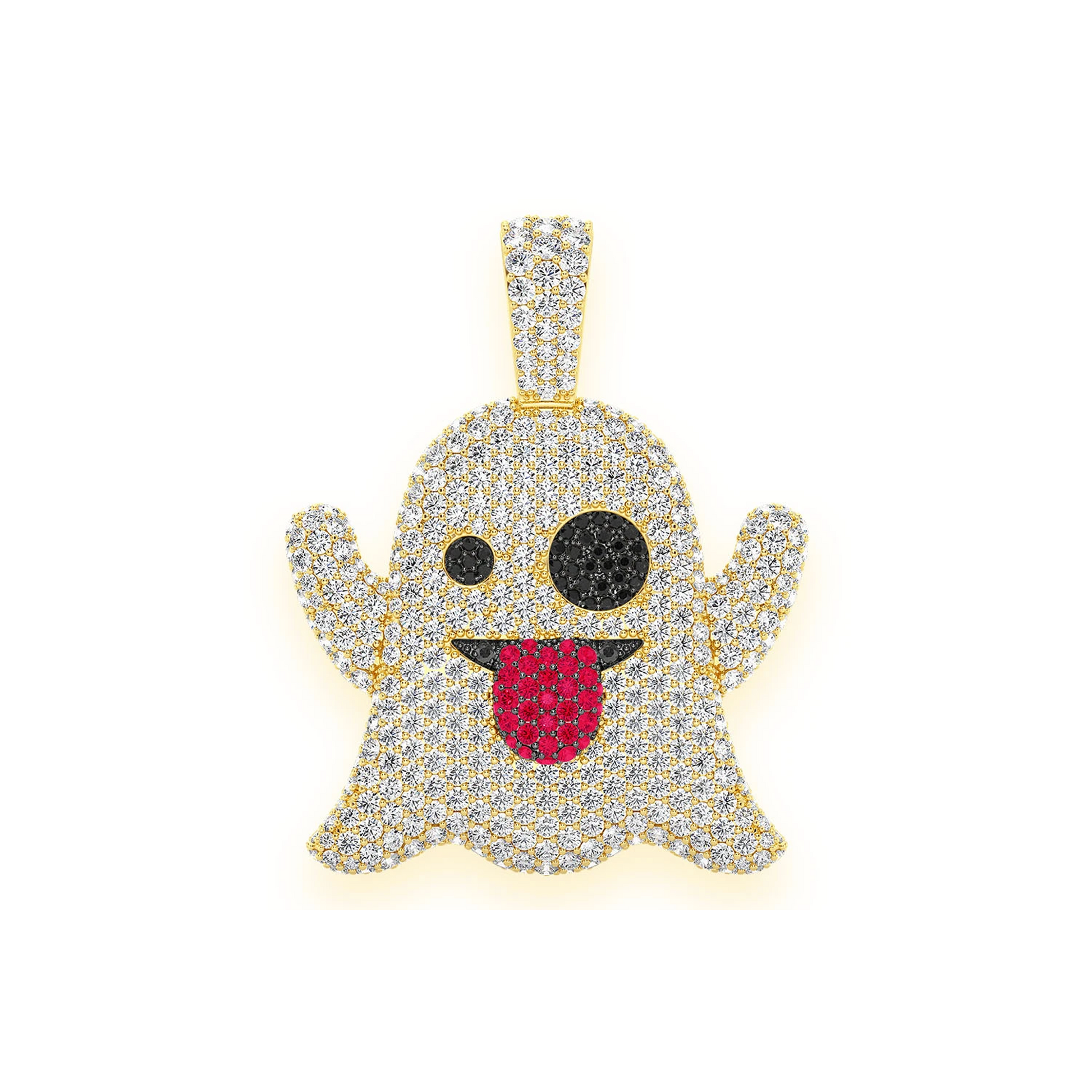 Ghost Ruby & Diamond Pendant in 14K yellow gold, 5.25ctw, front view
