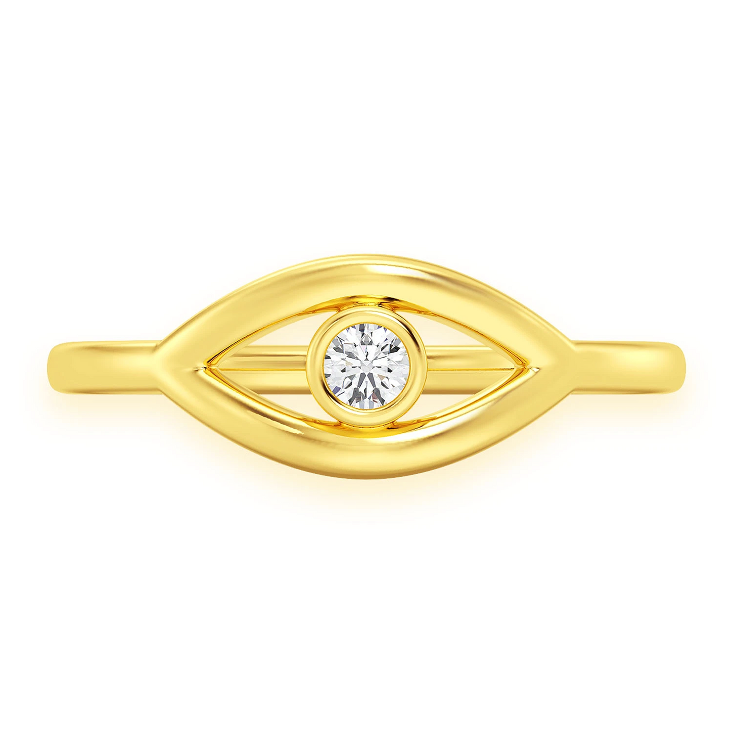 Solitaire Evil Eye Ring in 14K yellow gold, front view