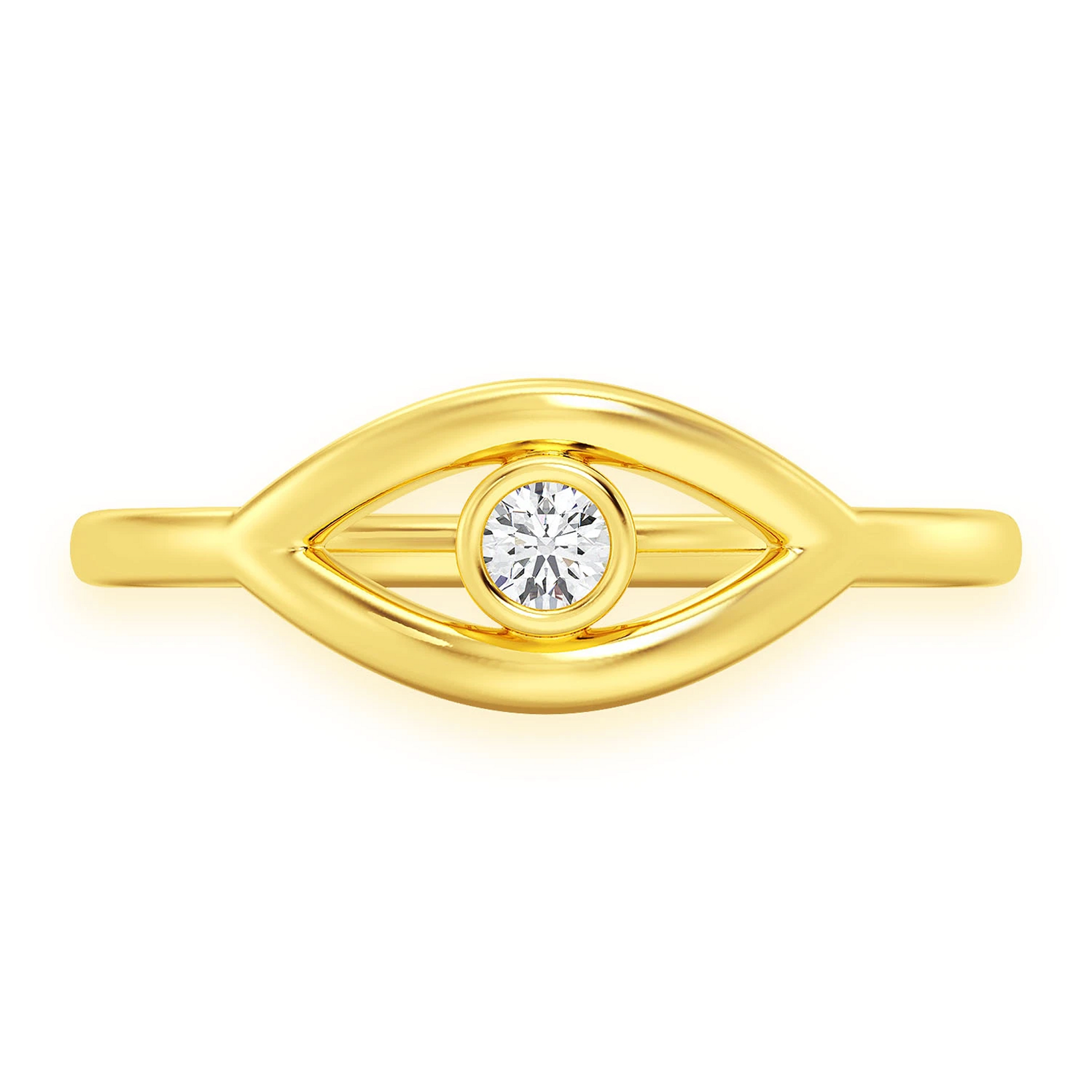 Solitaire Evil Eye Ring in 14K yellow gold, front view
