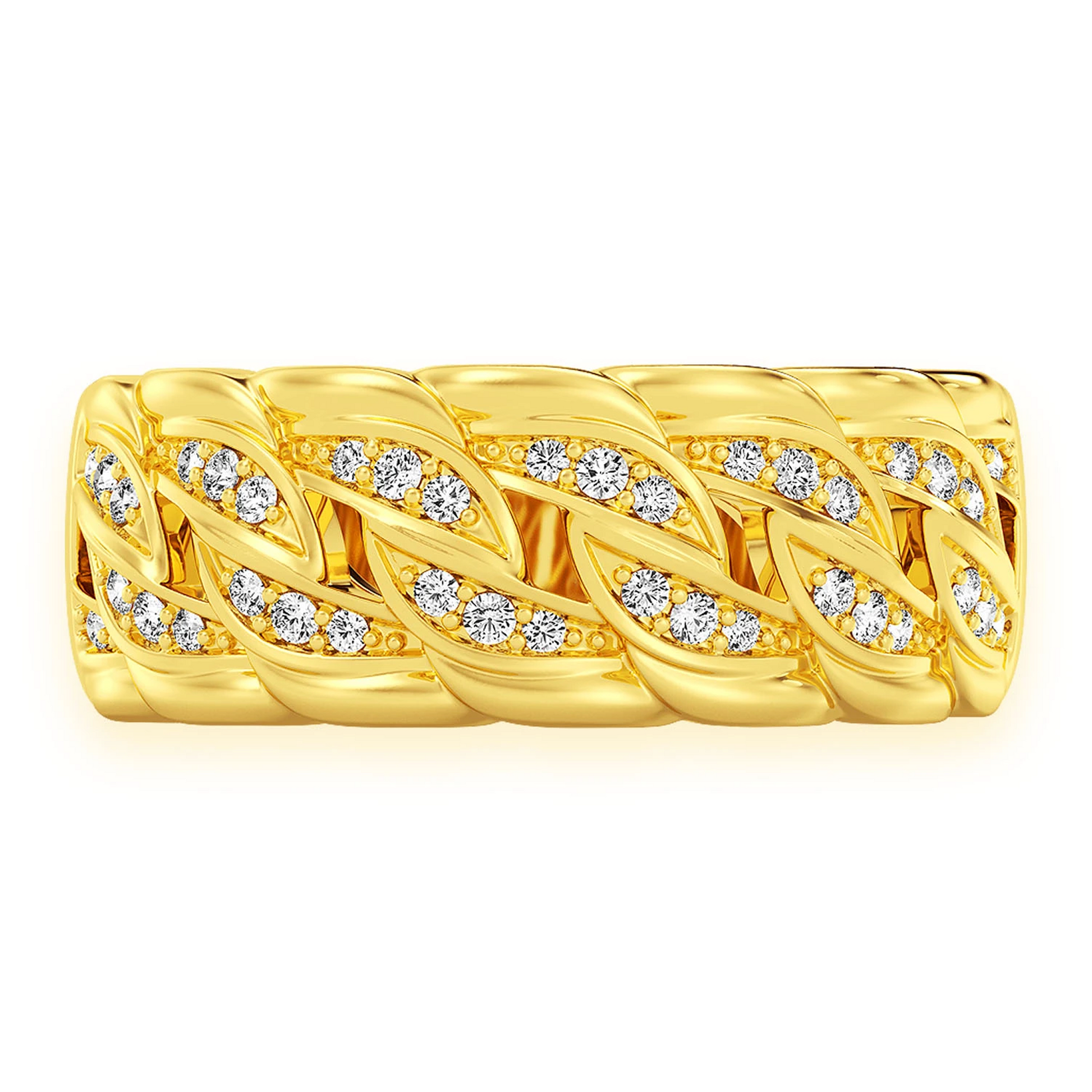 Twisted Cuban Band in 14K yellow gold, front view