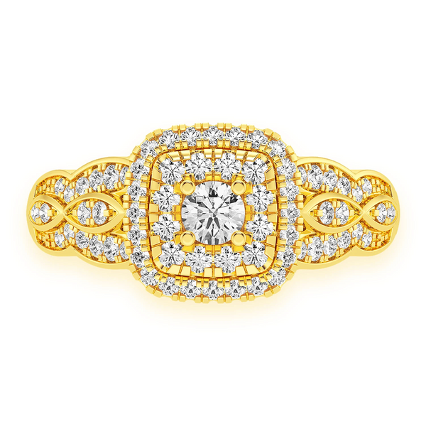 Triple Layer Square Halo Diamond Ring