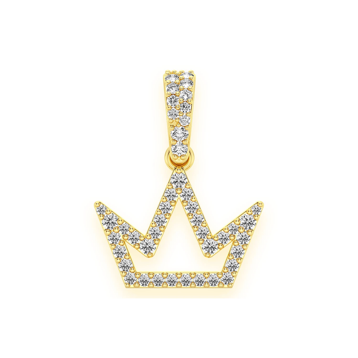Open Crown Diamond Pendant in 14K yellow gold, front view