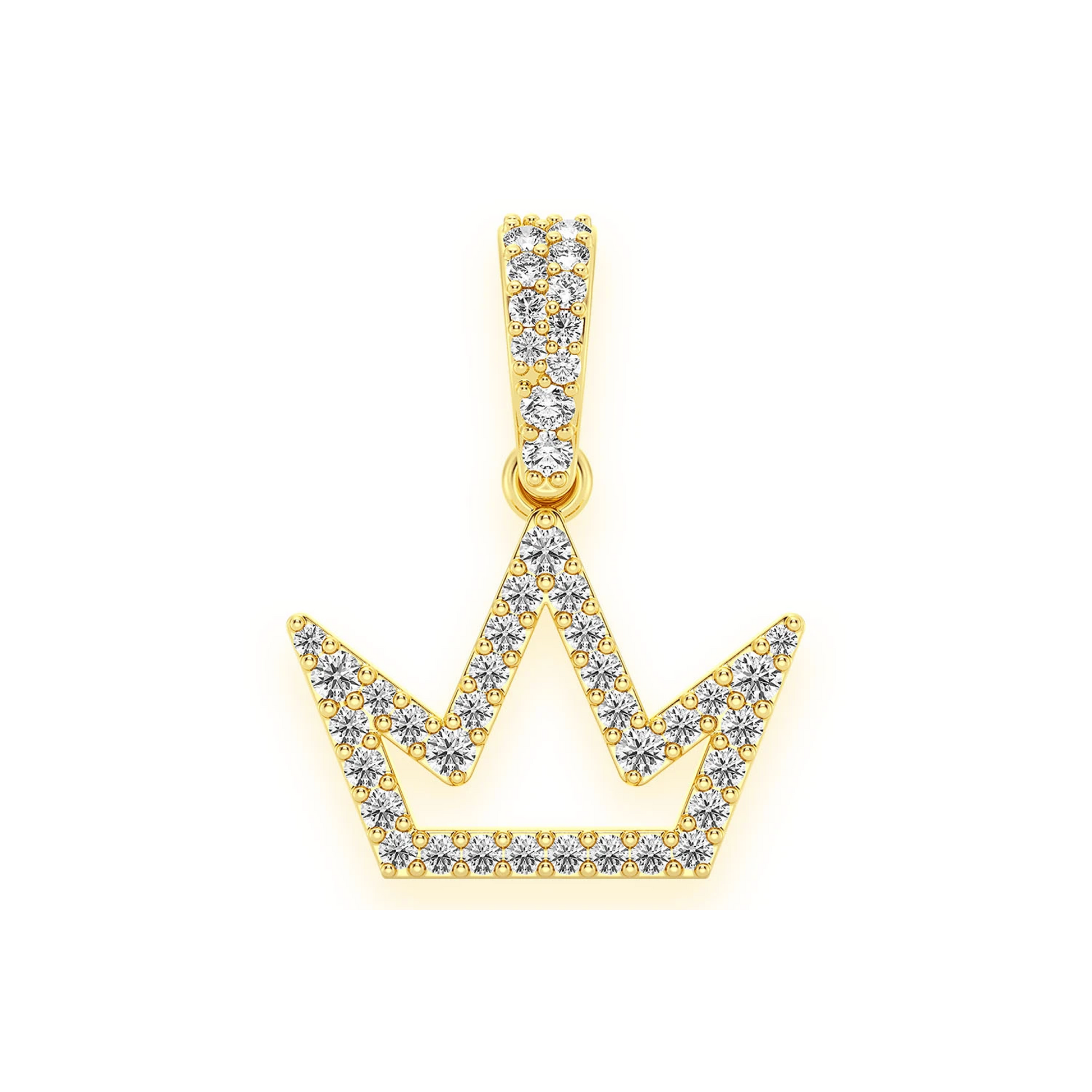Open Crown Diamond Pendant in 14K yellow gold, front view