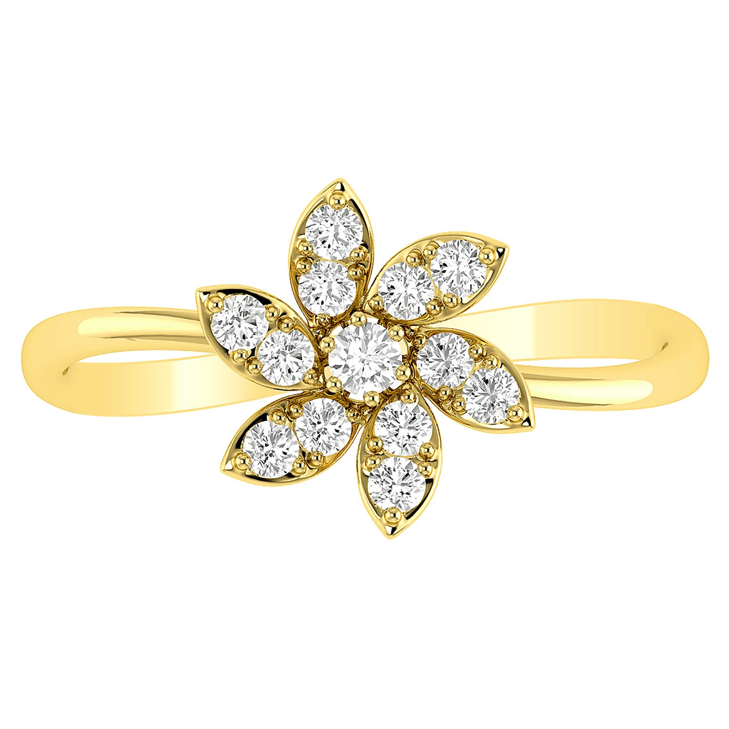 Blossom Diamond Ring in 14K yellow gold, front view