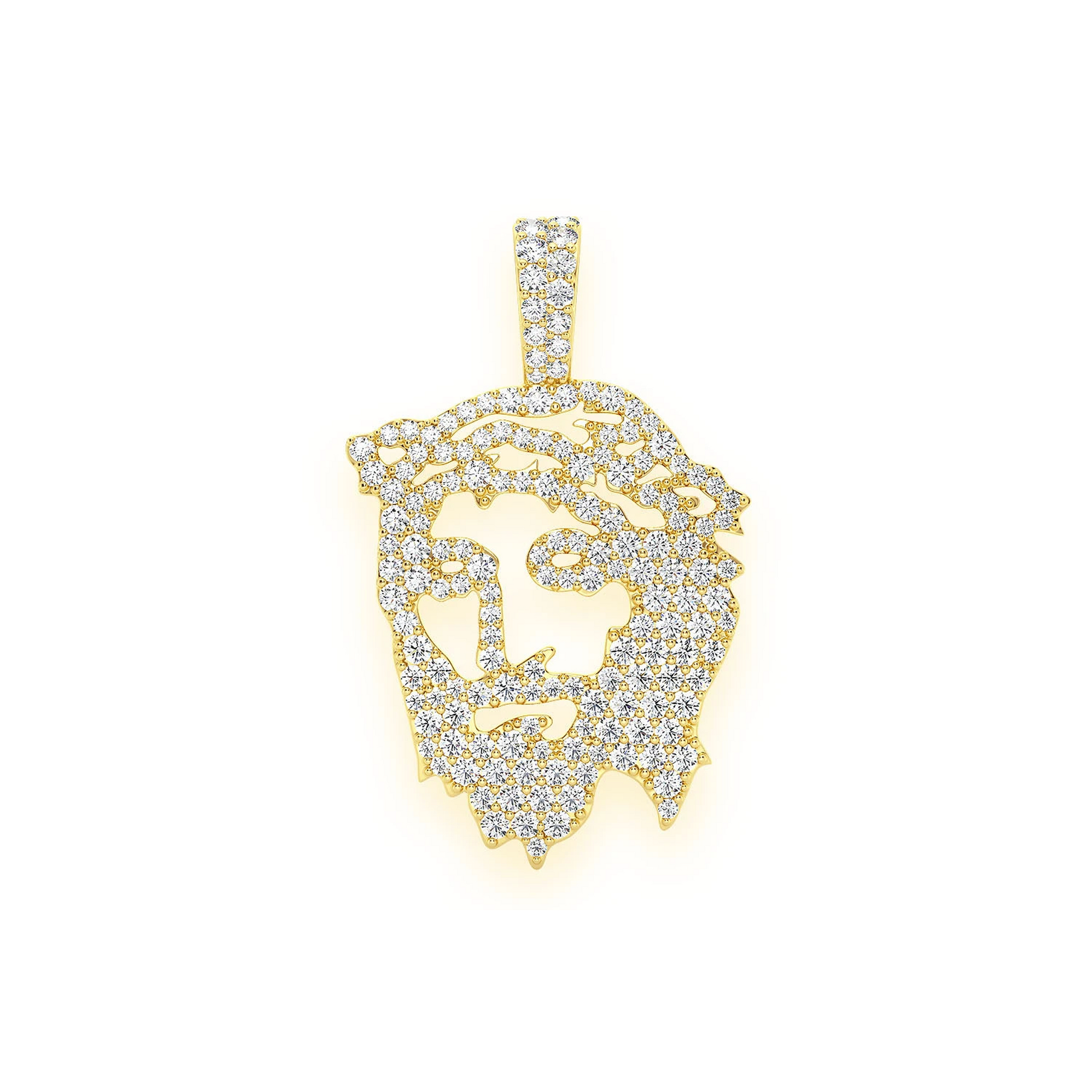 Jesus Silhouette Diamond Pendant in 14K yellow gold, Large | 1.25ctw, front view