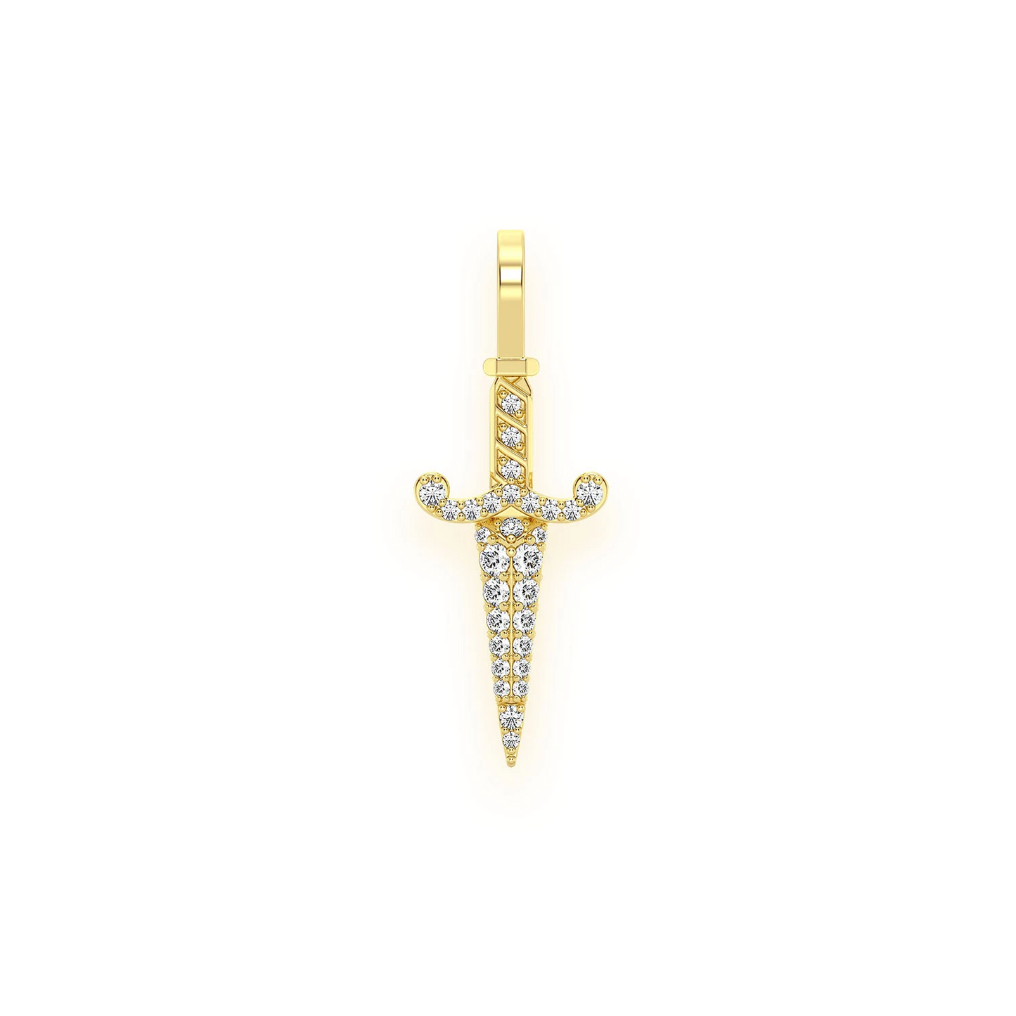 Dagger Pendant in 14K yellow gold, Set | 0.20ctw, front view