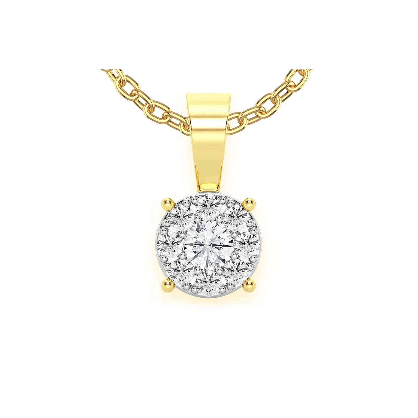 Mosaic Diamond Pendant in 14K yellow gold, Signature | 0.25ctw, front view