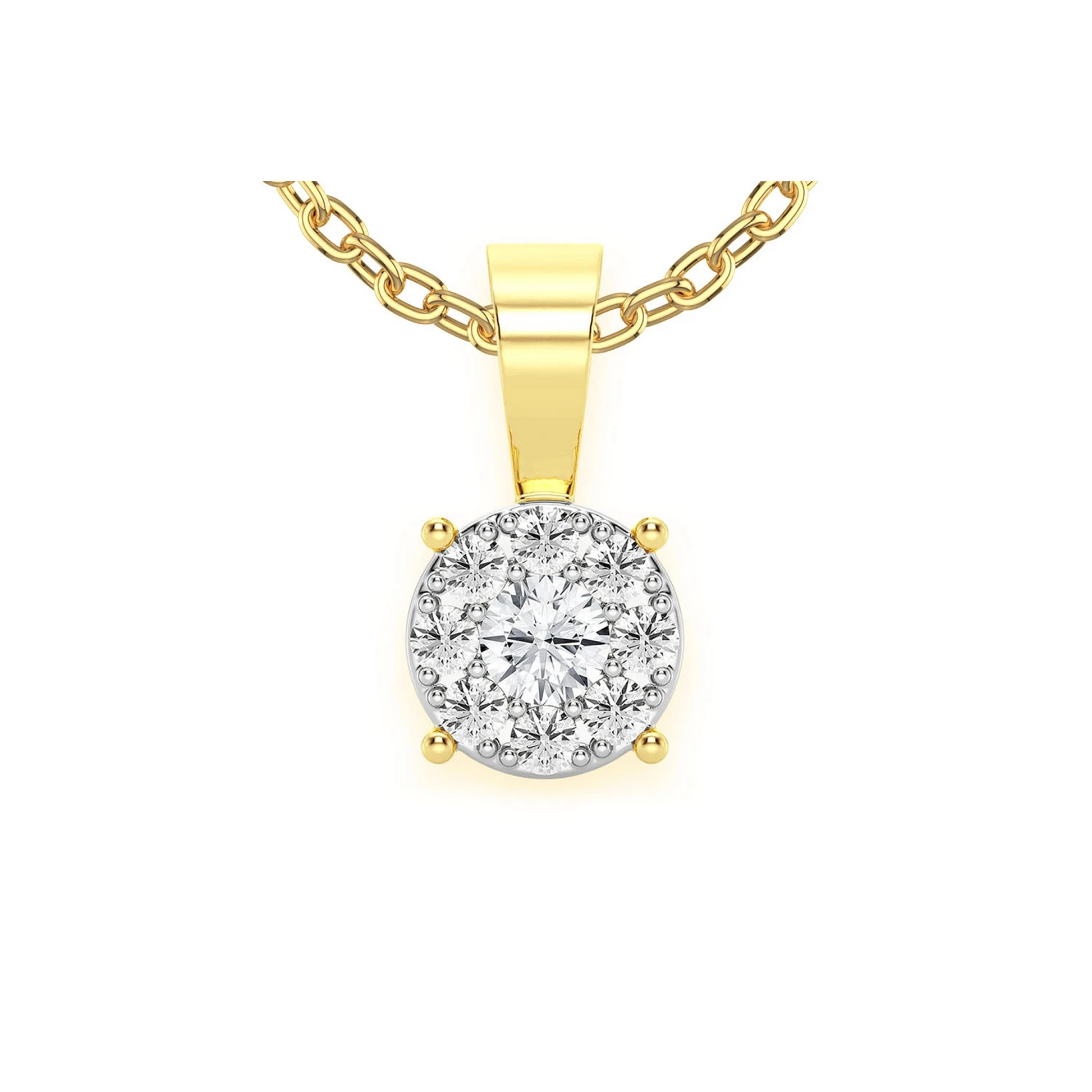 Mosaic Diamond Pendant in 14K yellow gold, Signature | 0.25ctw, front view