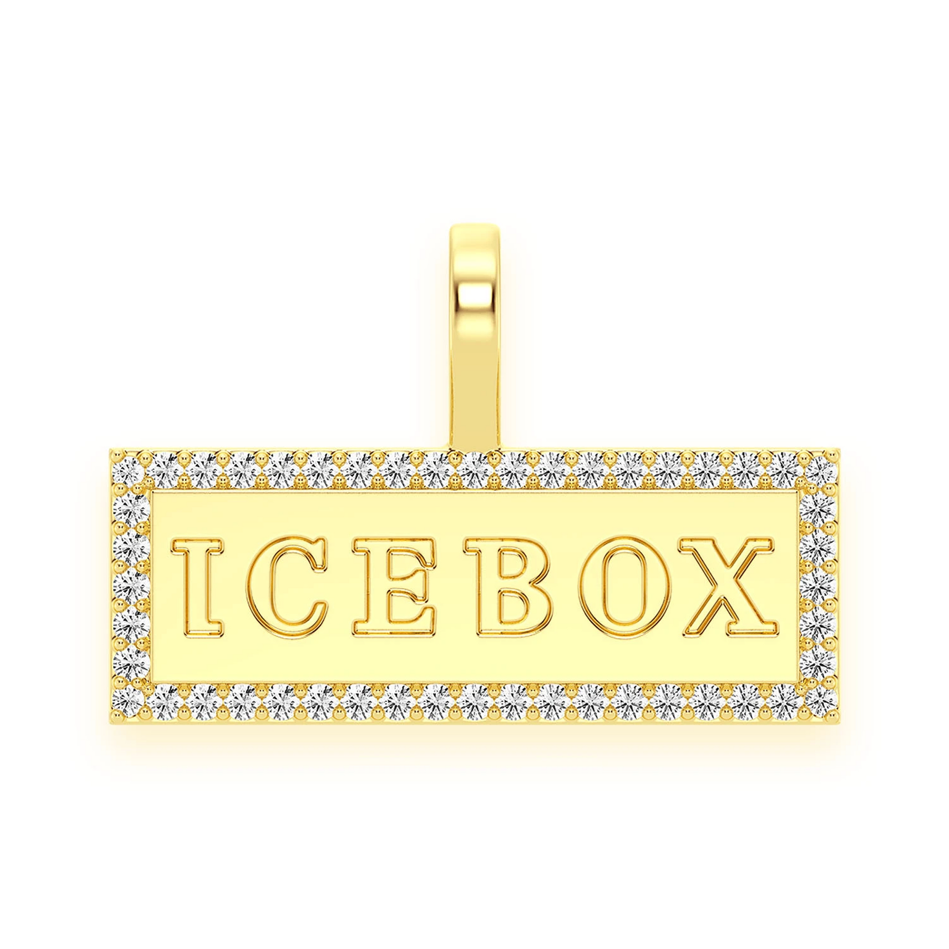 Large Icebox Diamond Pendant in 14K yellow gold, front view