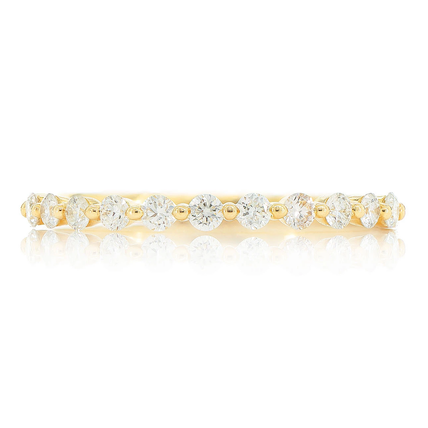 Pinched Diamond Stackable Ring in 14K yellow gold, front view