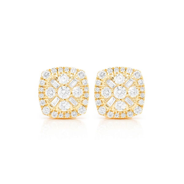Baguette Flower Diamond Studs