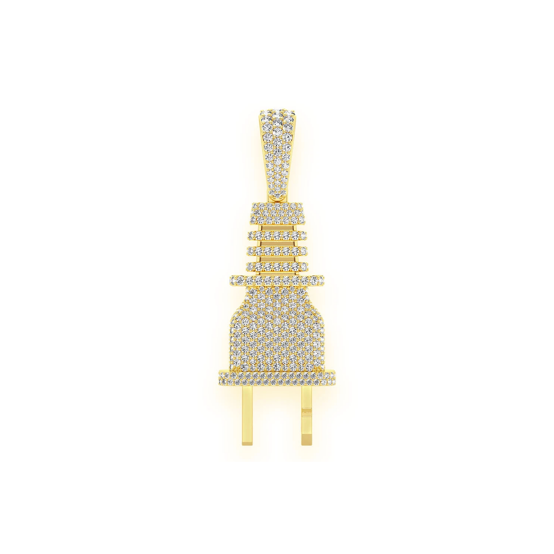 Plug Diamond Pendant in 14K yellow gold, Statement | 2.15ctw, front view