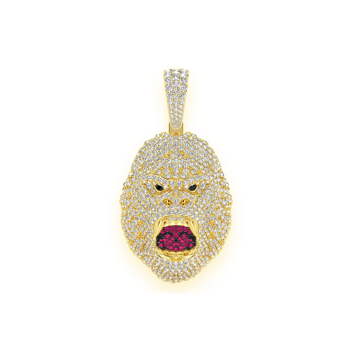 Gorilla Diamond Pendant in 14K yellow gold, front view