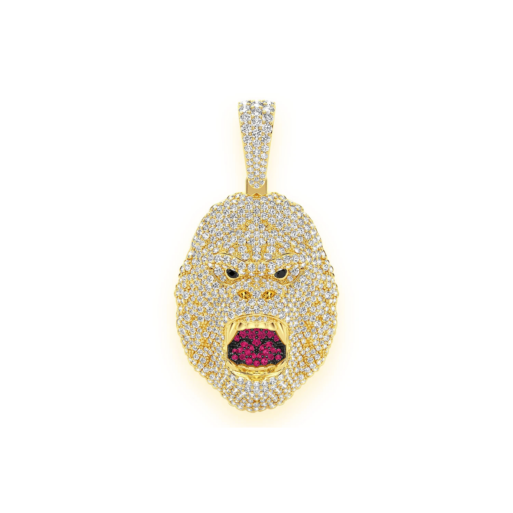 Gorilla Diamond Pendant in 14K yellow gold, front view
