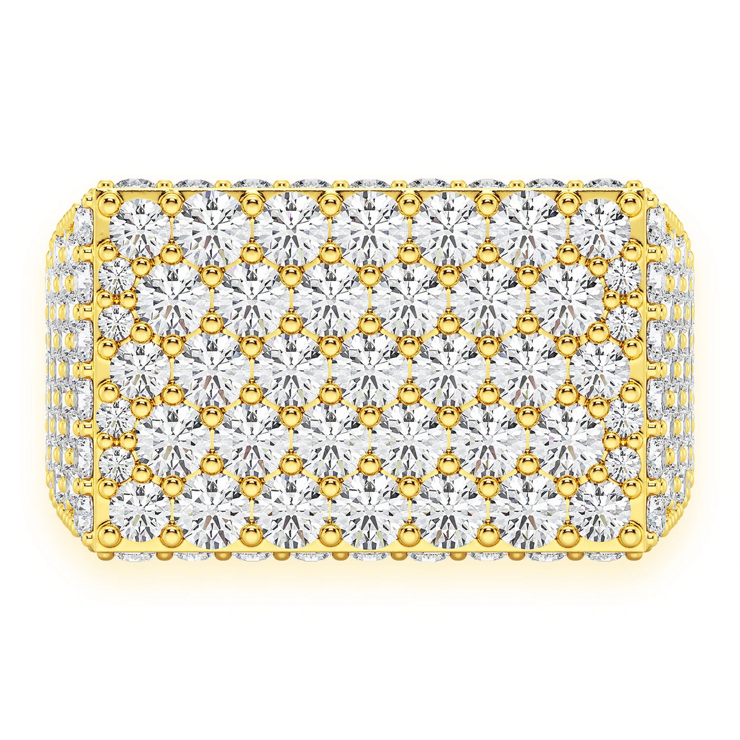 Rectangle Top Diamond Signet Ring in 14K yellow gold, front view